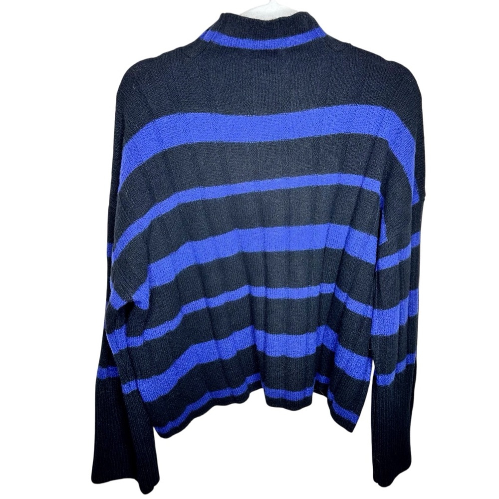 Madewell Ribbed Cashmere-Wool Pullover Sweater Cobalt Blue/Black Stripe Small - Picture 8 of 16